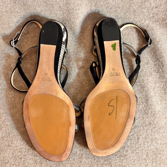 AQUATALIA Sz 10 Sandals With Animal Decor Strappy Low Wedge Suede Leather - Picture 8 of 8